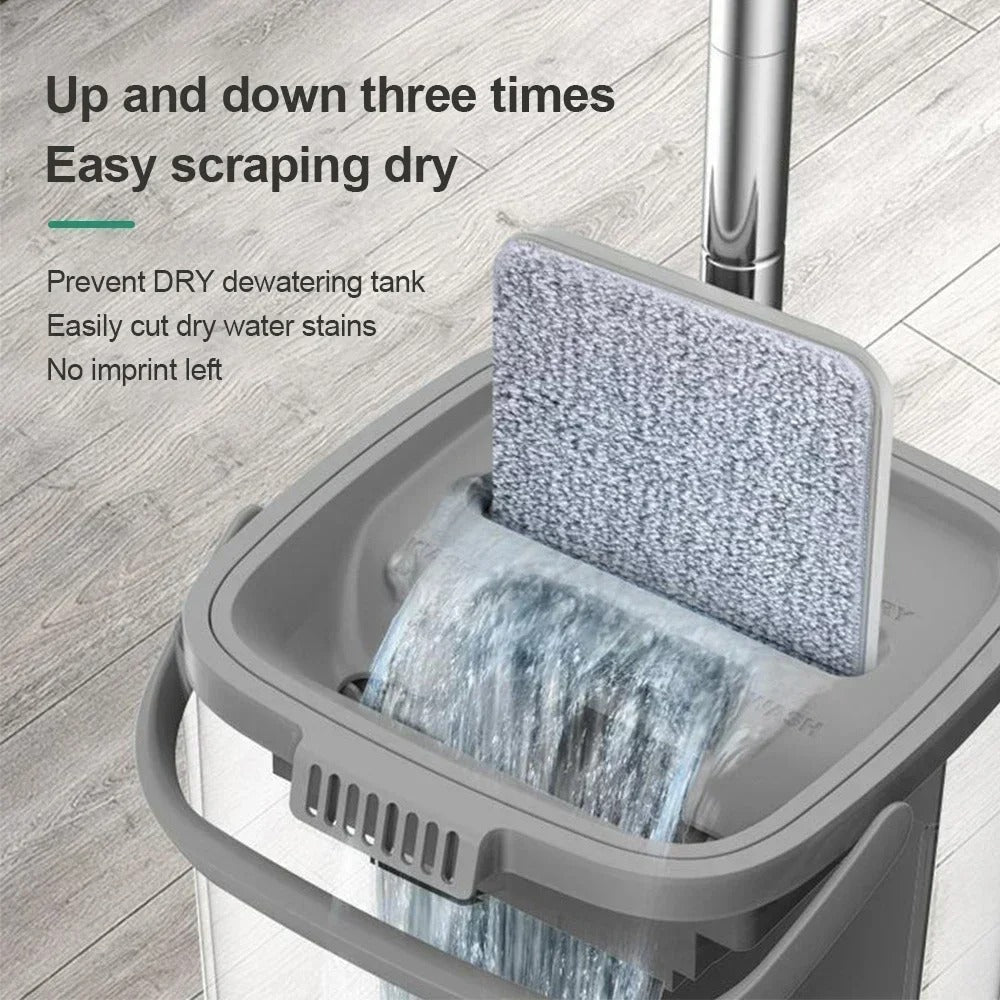 Mop Floor Squeeze Mop With Bucket – Hardwood & Wood Floor Rotary Scrubbing Mop