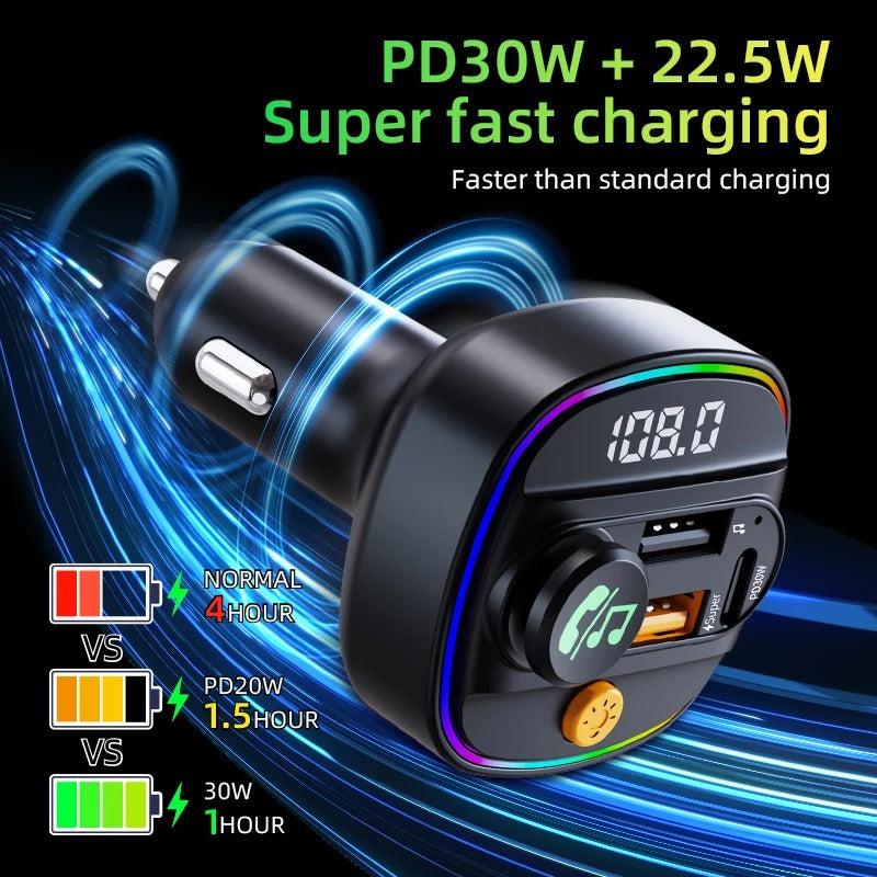 C1 Car Mp3 Player - Bluetooth 5.3 FM Transmitter Handsfree Car AUX Radio Modulator